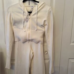 NWT Girl’s Garage Cream Valour Knit Hoodie & Wide-Leg Pants Set